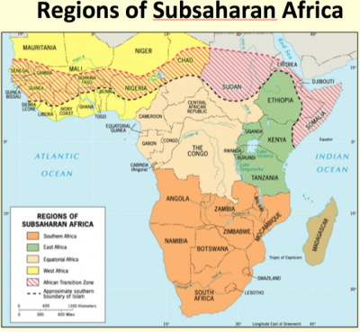 Regions of Sub Saharan Africa